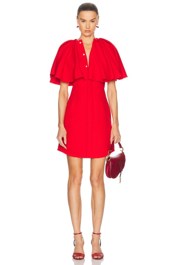 AMI Paris Shirt Dress in Poppy - Red. Size 34 (also in 36, 38, 40).