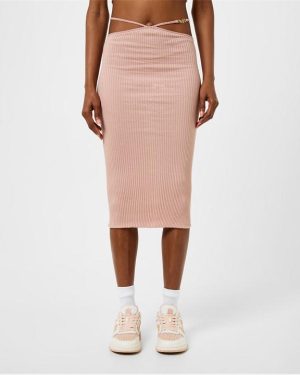 AMIRI Ribbed Staggered Midi Skirt - Pink