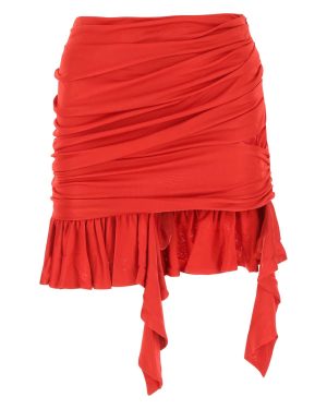 ANDREĀDAMO Red Viscose Mini Skirt