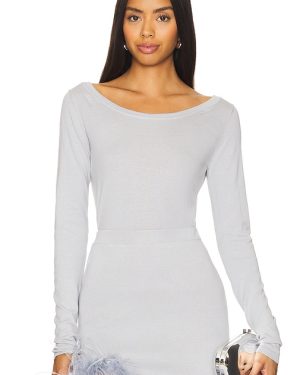 ANDREEVA Grey Knit Top With Feathers in Light Grey. Size S, XL, XS.