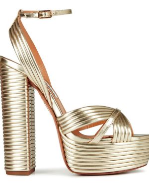 AQUAZZURA Sundance Plateau Platform Sandals - Gold