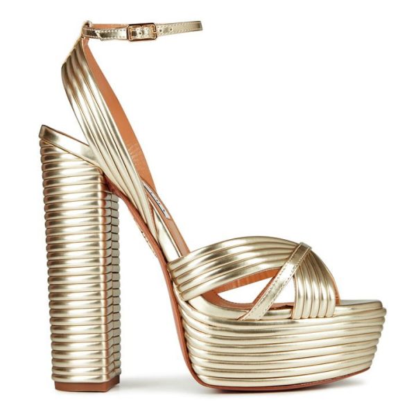 AQUAZZURA Sundance Plateau Platform Sandals - Gold