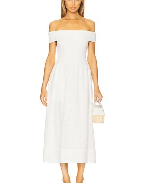 ASTR the Label Mixed Media Off Shoulder Dress in White. Size M, S, XS.