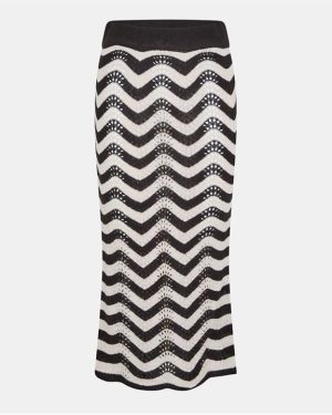 AX Paris Black And White Zag Crochet Midi Skirt - Multi