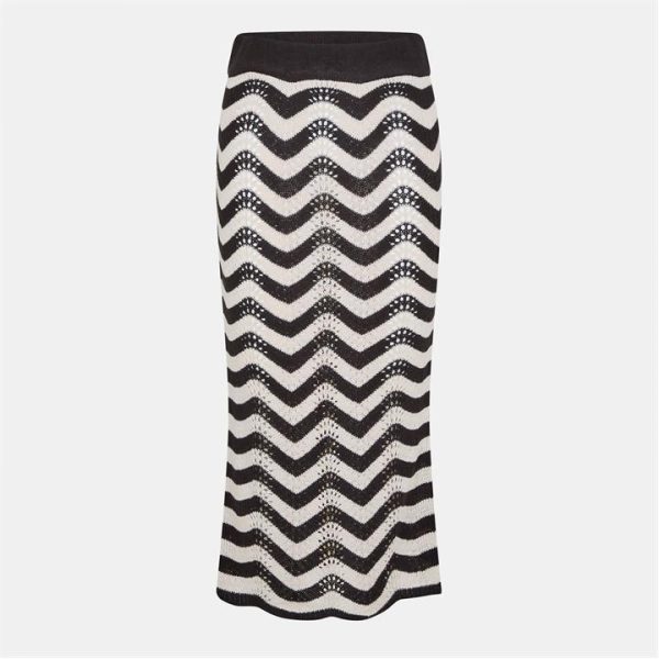 AX Paris Black And White Zag Crochet Midi Skirt - Multi
