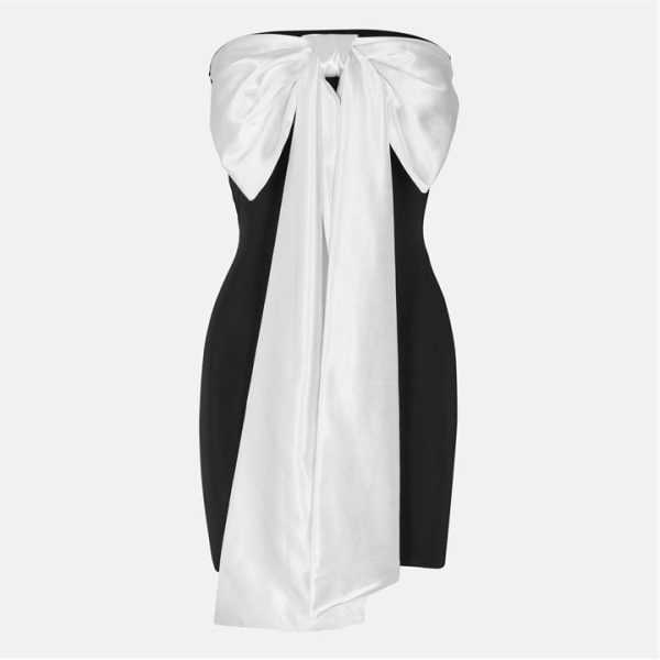 AX Paris Black Contrast Bow Detail Strapless Bodycon Mini Dress