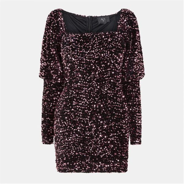 AX Paris Pink Sequin Puff Sleeve Mini Dress