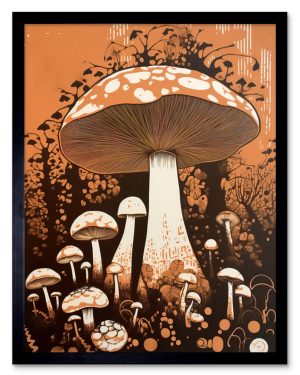 Abryella Vintage Mushroom Red Cap Fungi Pastel Earthy Aesthetic - Print