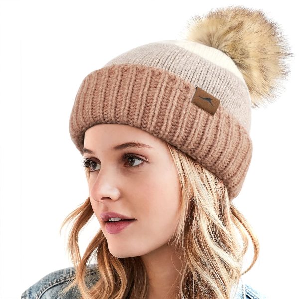 Achiou Winter Women Beanie Hat, Warm Cable Knit Beanies 3 Faux Yellow,