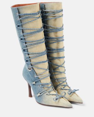 Acne Studios Bitten denim knee-high boots