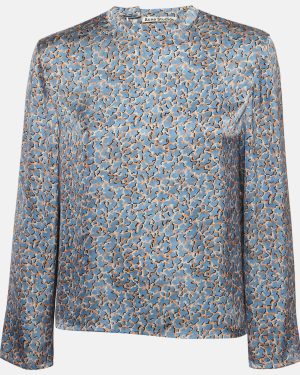 Acne Studios Blue Printed Satin Blouse S