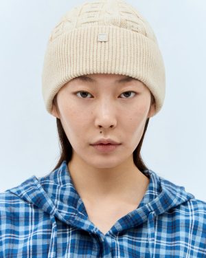 Acne Studios Cable Knit Beanie Hat - Woman Hats Beige One Size