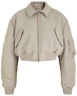 Acne Studios Cropped Nylon Bomber Jacket - Light Grey - 42 (UK14 / L)
