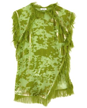 Acne Studios Devor Fringe-trimmed Mesh top - Green - 40 (UK 12 / M)