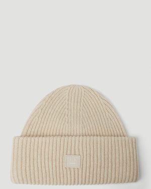 Acne Studios Face Patch Beanie Hat - Hats Beige One Size