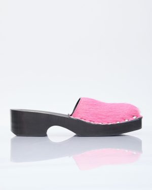 Acne Studios Hairy Wood Clogs - Woman Slip Ons Pink Eu - 40