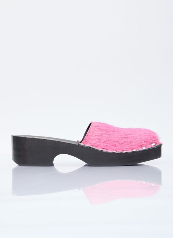 Acne Studios Hairy Wood Clogs - Woman Slip Ons Pink Eu - 40