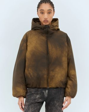 Acne Studios Hooded Puffer Jacket - Woman Jackets Brown Fr - 40