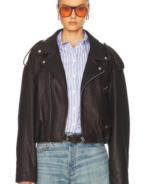 Acne Studios Liso Leather Jacket in Dark Brown - Brown. Size 34 (also in 36, 38, 40).