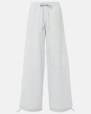 Acne Studios Mid-rise cotton and linen wide-leg pants