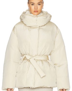 Acne Studios Oksa Shiny Coated Puffer Jacket in Faded Grey - Grey. Size 34 (also in 36, 38, 40, 42).