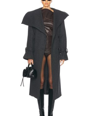 Acne Studios Oretto Chevron Wool Coat in Grey & Black - Grey. Size 36 (also in 40).