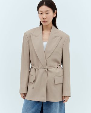 Acne Studios Peak Lapels Belted Blazer - Woman Blazers Beige Fr - 38