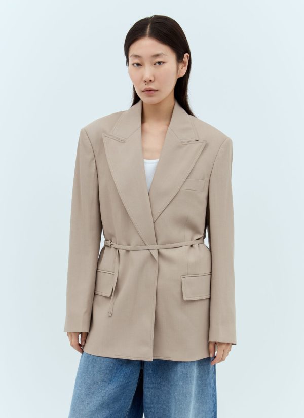 Acne Studios Peak Lapels Belted Blazer - Woman Blazers Beige Fr - 38