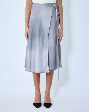Acne Studios Satin Wrap Skirt - Woman Skirts Grey Fr - 40