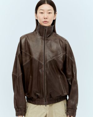 Acne Studios Supple Leather Jacket - Woman Jackets Brown Fr - 38