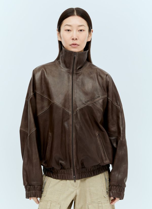 Acne Studios Supple Leather Jacket - Woman Jackets Brown Fr - 38