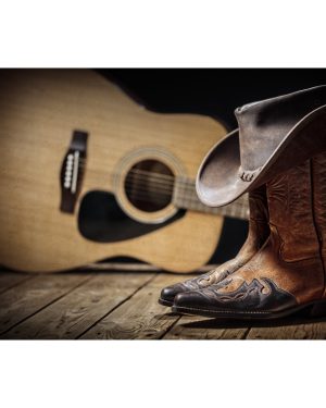 Acoustic Guitar, Cowboy Hat And Boots