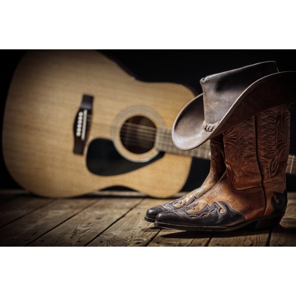 Acoustic Guitar, Cowboy Hat And Boots