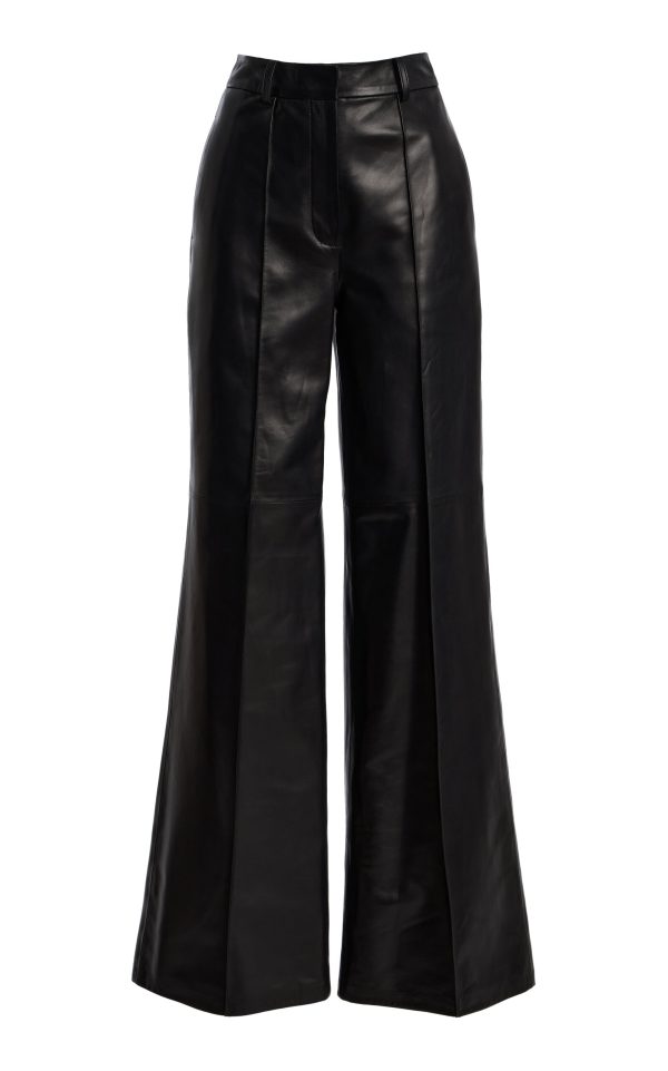 Adam Lippes - Deeda Mid-Rise Leather Wide-Leg Pants - Black - US 14 - Only At Moda Operandi