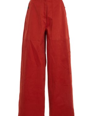 Adam Lippes - Jasper Mid-Rise Cotton-Twill Wide-Leg Pants - Red - US 0 - Only At Moda Operandi