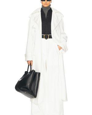 Adam Lippes Monte Trench Coat in White - White. Size L (also in M, S).
