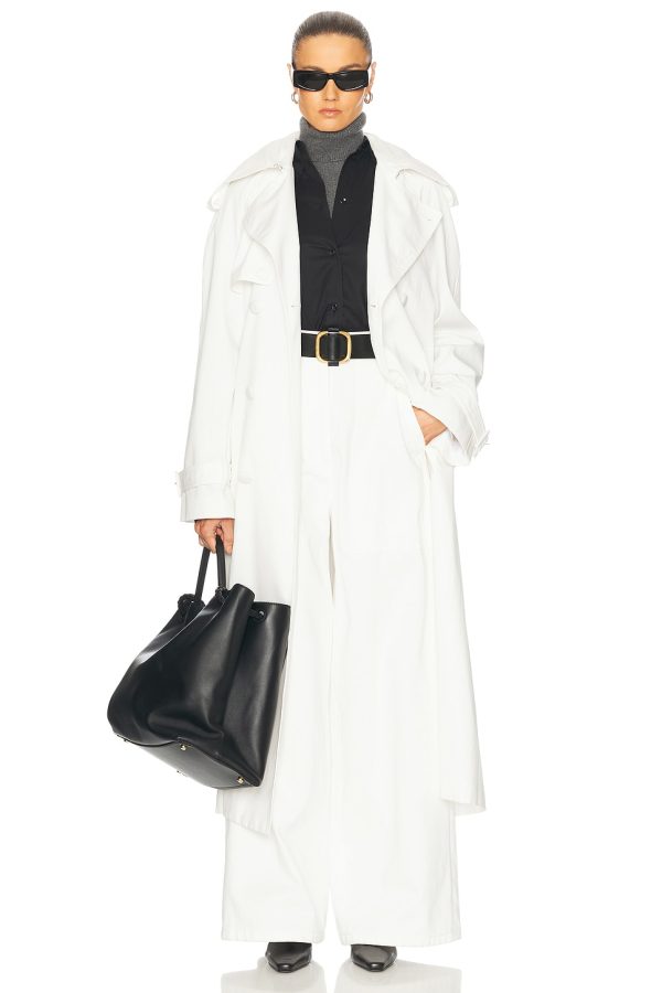 Adam Lippes Monte Trench Coat in White - White. Size L (also in M, S).