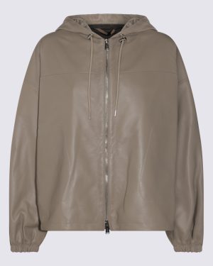 Add Beige Leather Jacket