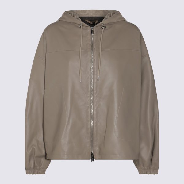 Add Beige Leather Jacket