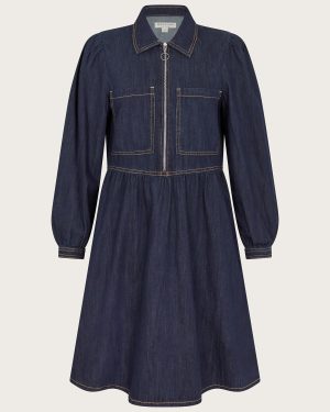 Adeena Denim Mini Shirt Dress Blue