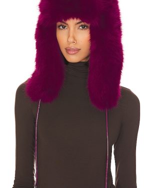 Adrienne Landau Faux Fox Trapper Hat in Fuchsia.