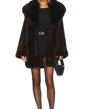 Adrienne Landau Faux Fox & Mink Coat in Brown. Size S.