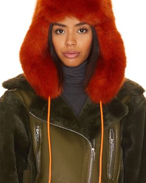 Adrienne Landau The Lauren Trapper Hat in Burnt Orange.