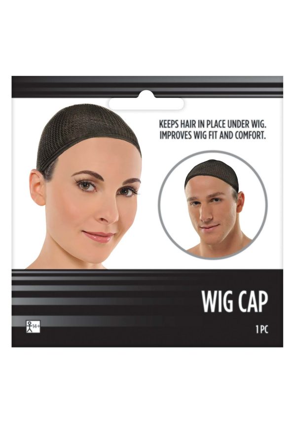 Adult Black Wig Cap Fancy Dress Costume Accessory | Fancy Dress Costume Wigs