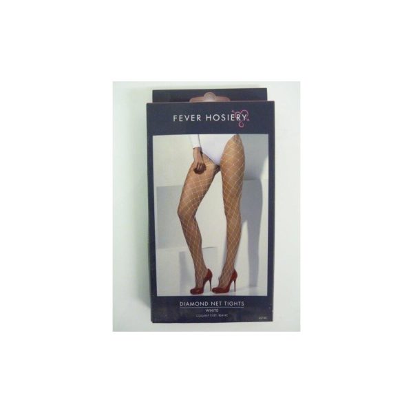 Adult's White Diamond Net Tights - fancy dress white diamond net tights ladies accessory costume new sexy smiffys