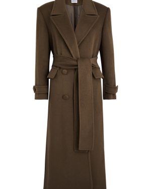 Aexae Double-breasted Belted Wool-blend Coat - Brown - L (UK14 / L)