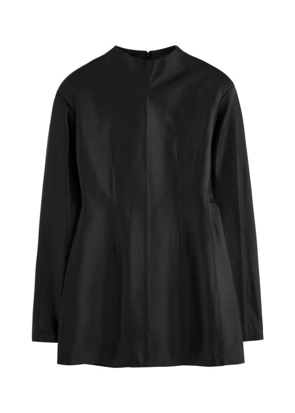 Aexae High-neck Leather Mini Dress - Black - M (UK12 / M)