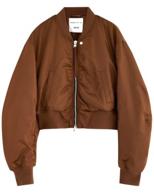 Agolde Jett Padded Satin Bomber Jacket - Brown - XS (UK6 /xs)