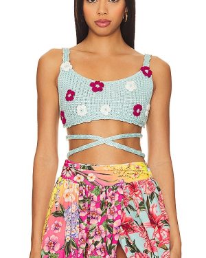 Agua Bendita x REVOLVE Albany Crop Top in Baby Blue. Size XL.