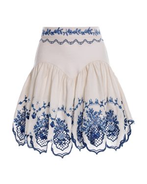 Agua by Agua Bendita - Aca Embroidered Linen Mini Skirt - Multi - S - Moda Operandi